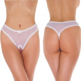 Witte transparante G-String ouvert